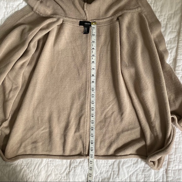Forever 21 Knit Hooded Open Cardigan Tan Medium - Picture 11 of 11